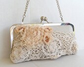 Bridal Clutch Vintage Lace, burlap and lace wedding, Country Chic wedding, brides purse
