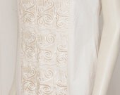 Size Large Vintage Embroidered Sleeveless Cream Shift Dress