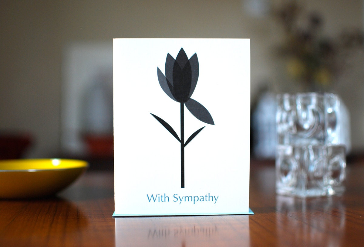 Mourning Tulip Minimalist Sympathy Card - Black Tulip on 100% Recycled Paper