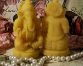 Hindu God Ganesha Ganesh Beeswax Candle SMALL Set of 2 Candles
