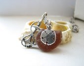 Sterling Silver Anchor Necklace Sand Dollar and Sea glass