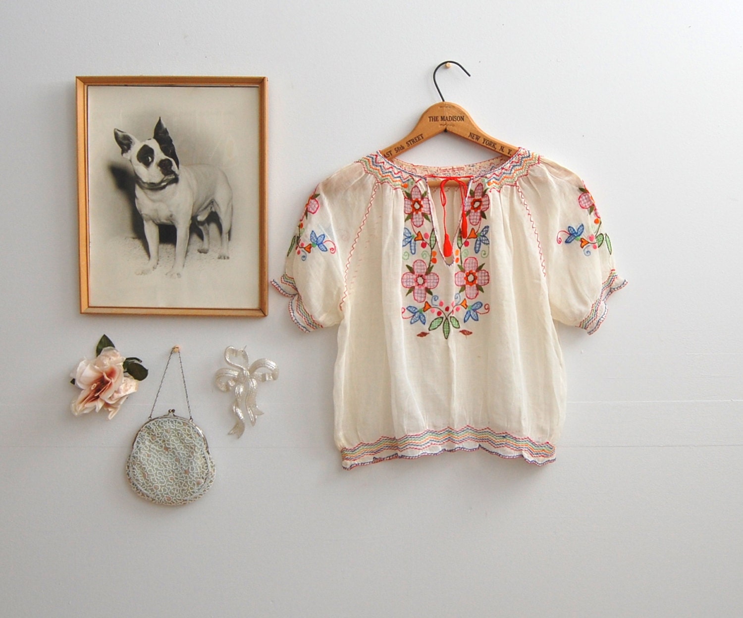 Vintage 1930s Peasant Blouse - 30s Embroidered Top - The Hana