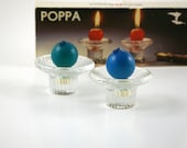 Two Iittala Poppa Candles and Holders in Original Box Designed by Valto Kokko