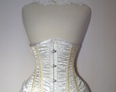 CLEARANCE Victorian CORSET underbust, busk, white brocade cotton lace, gift