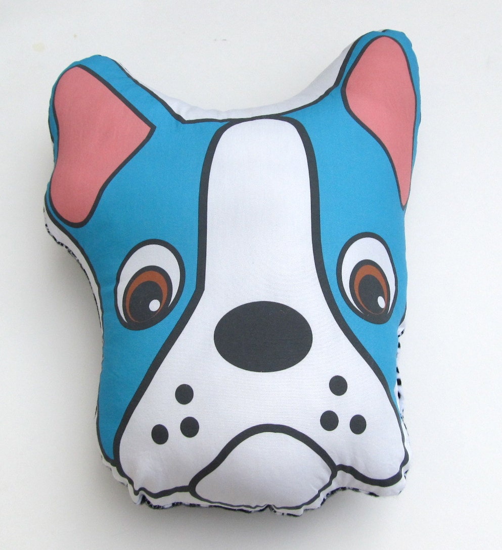 Blue Boston Terrier Pillow Head