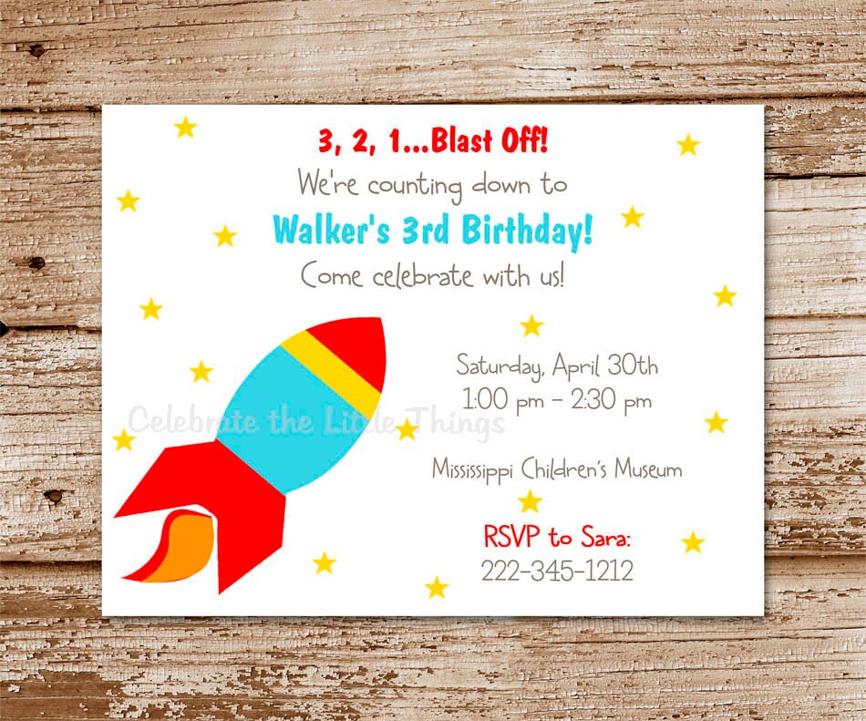 SET of 12 ROCKET SHIP Invitations : Outer Space - Printed Il_170x135