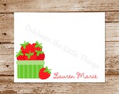 SET of 8 STRAWBERRY Basket Note Cards : personalized stationery, thank you notecards Il_170x135