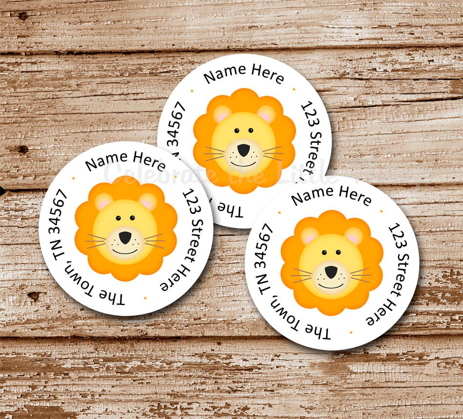 SET of 20 LION Return Address Labels, Stickers Il_570xn