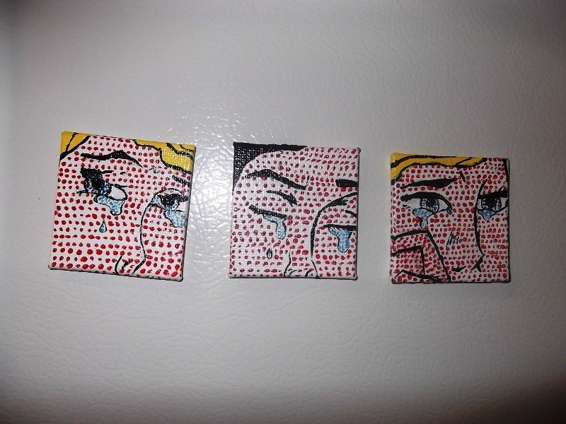DRY YOUR EYE - Lichtenstein Inspired Hand Painted Acrylic Canvas Magnets - Made to Order