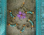 Native FERN BRACELET Woodland bracelet brass bracelet BEADED bracelet Hippie Pixie Boho Bracelet Fairy bracelet