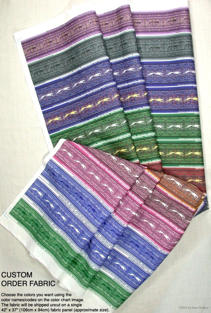 Running Greyhound Fabric panel, 15 Paisley Stripes, Your Choice - will custom print