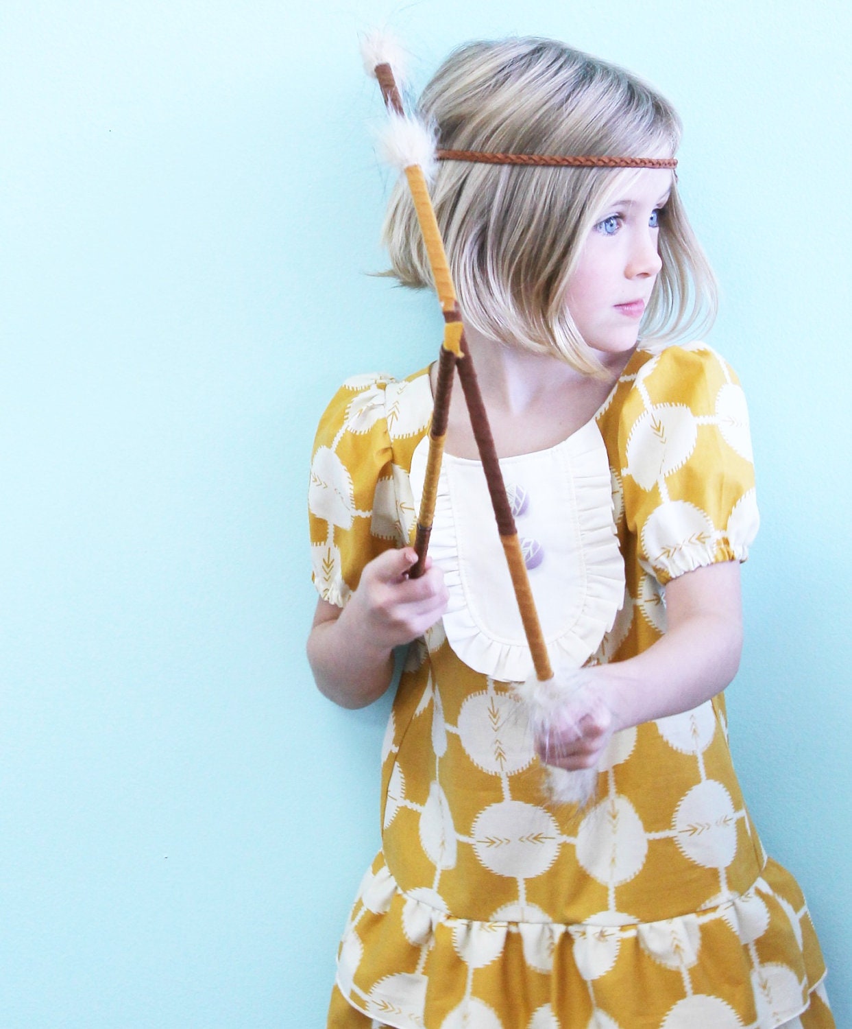 Native Princess mustard drop waist ruffle dress