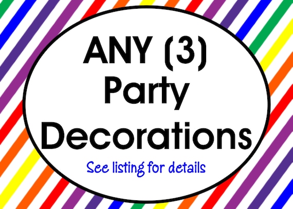 PARTY PACKAGE .... ANY 3 Matching Printable Party Decorations for any theme in our Shop Il_570xn