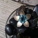 Everlasting Flower in silver and teal and black