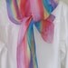 Hand painted silk scarf pink colourful vertical stripes 8x54 long Canada design scarf