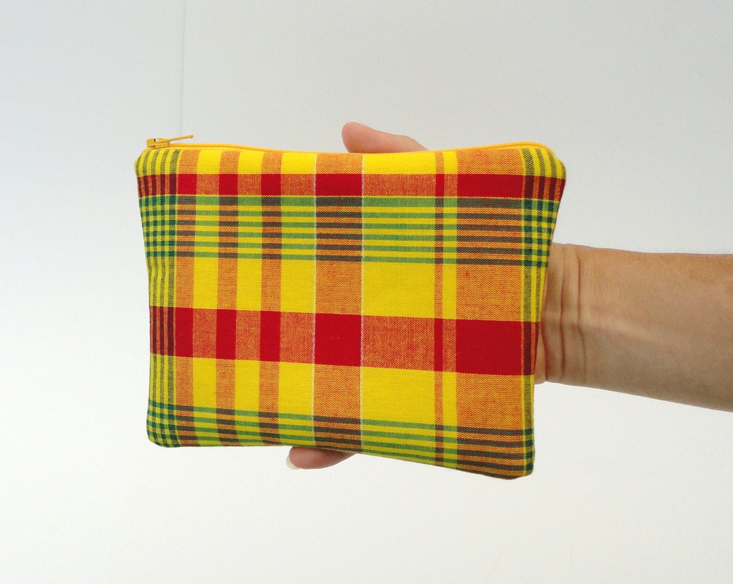 Cosmetic Bag Small Makeup Pouch Yellow Red