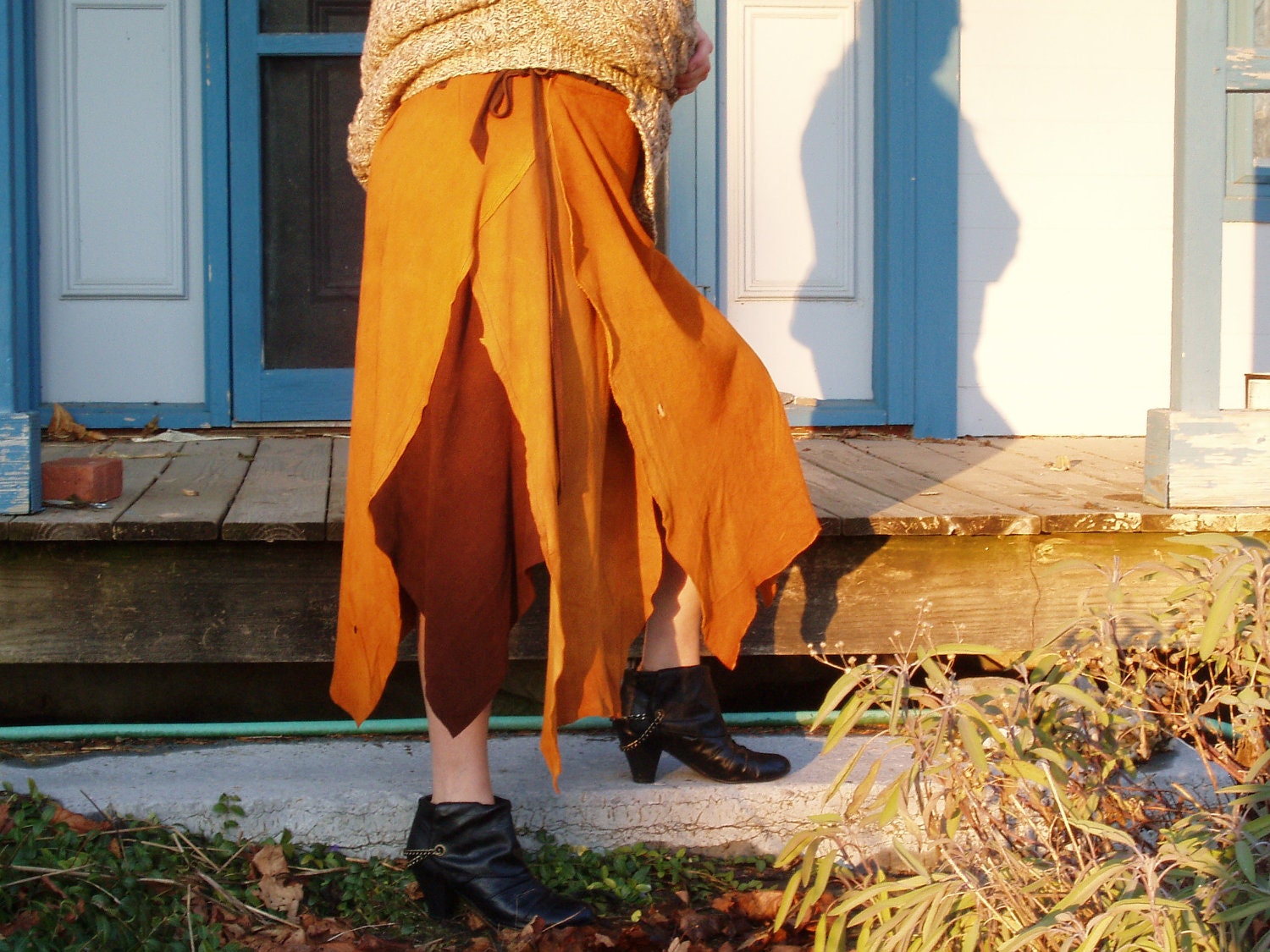 Pixie Hippie Suede Long Wrap Skirt