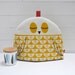 Hand Screen Printed Owl Tea Cosy in Yellow