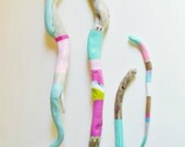 Painted Sticks, Driftwood Art - 4 Piece Collection, Soothing Neon, Pastels, Gloss, Triangles, Chevron, Stripes, Boho Beach, Bohemian Decor