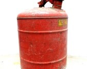 Vintage Gas Can, Galvanized Gasoline Can, Rusty, Chippy Gas Can, Red Gas Can
