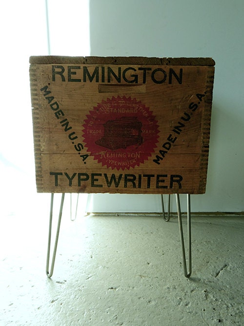 RESERVED FOR COURTNEY-Shipping Crate Side Table (Remington Typewriter)