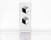Silver Future Necker Cube Earrings - Impossible Object Leather Illusion Jewelry