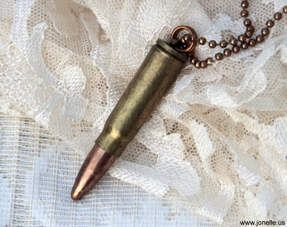 Bullet - Steampunk bullet necklace, shotgun shell necklace, vintage bullet casing Unisex, rifle gun, Victorian Gothic bullet jewelry