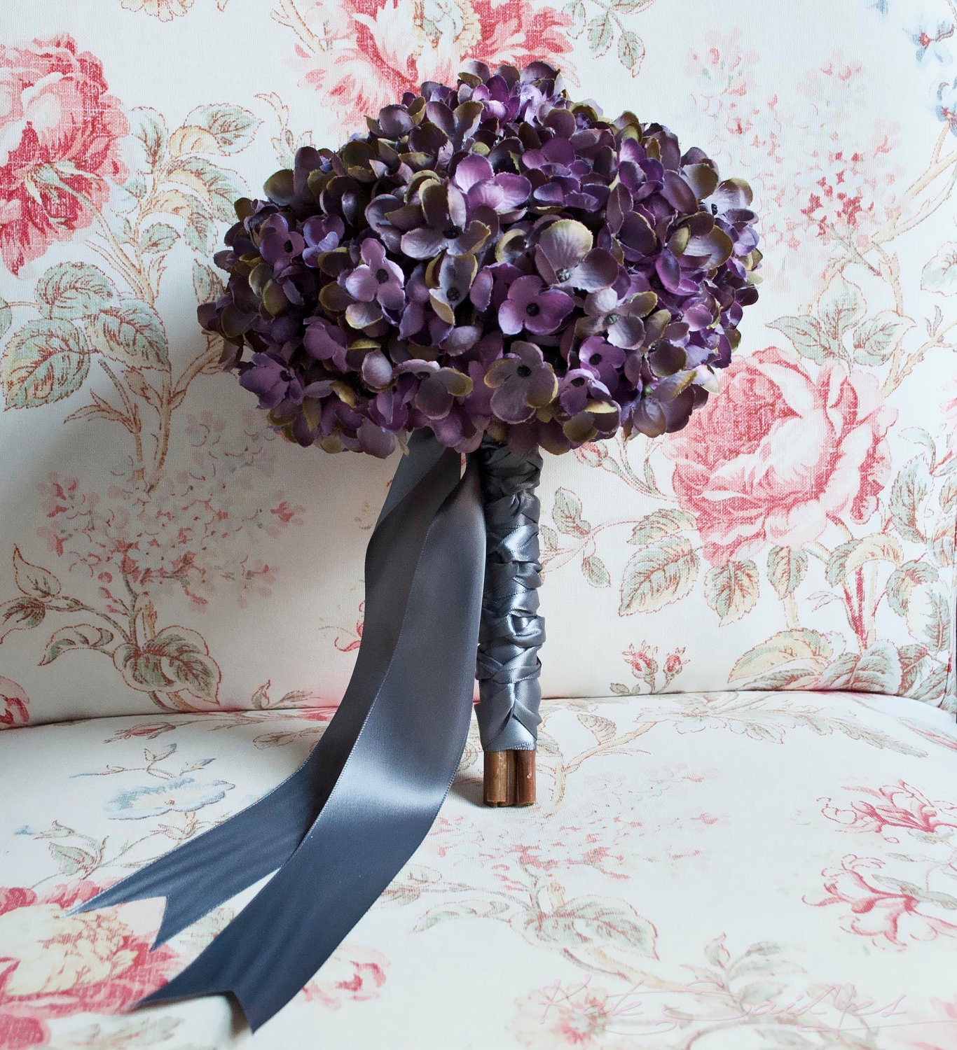 Lavender and Gray Hydrangea Wedding Bouquet