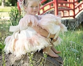 Enchanted Blush Feather Flower Girl Blubble Dress