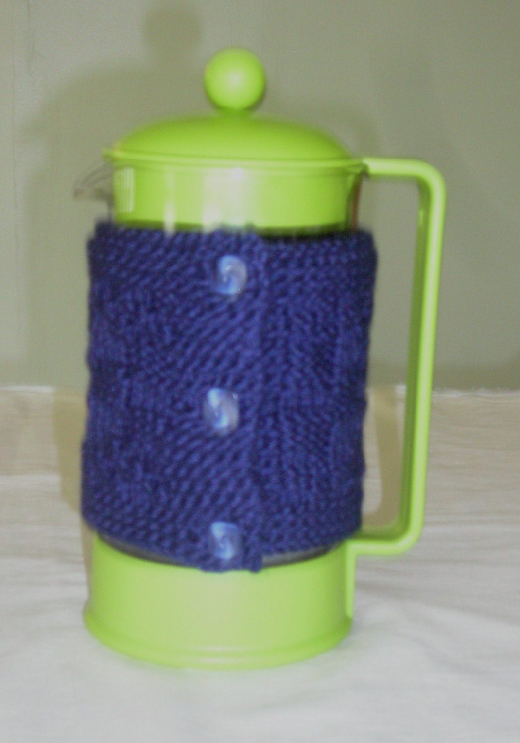Check Knit French Press Pot Coffee Cozy - Navy Blue