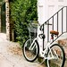 Southern Home Decor - Bicycle Photograph - White Bike Print - Charleston Photo - Green Black - Affordable Wall Art - Brick Front Steps