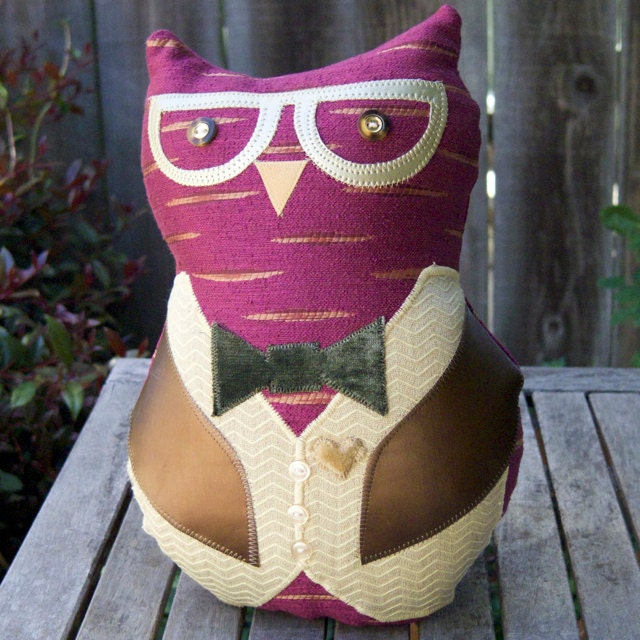 One-of-A-Kind City Hipster Owl Plush Pillow