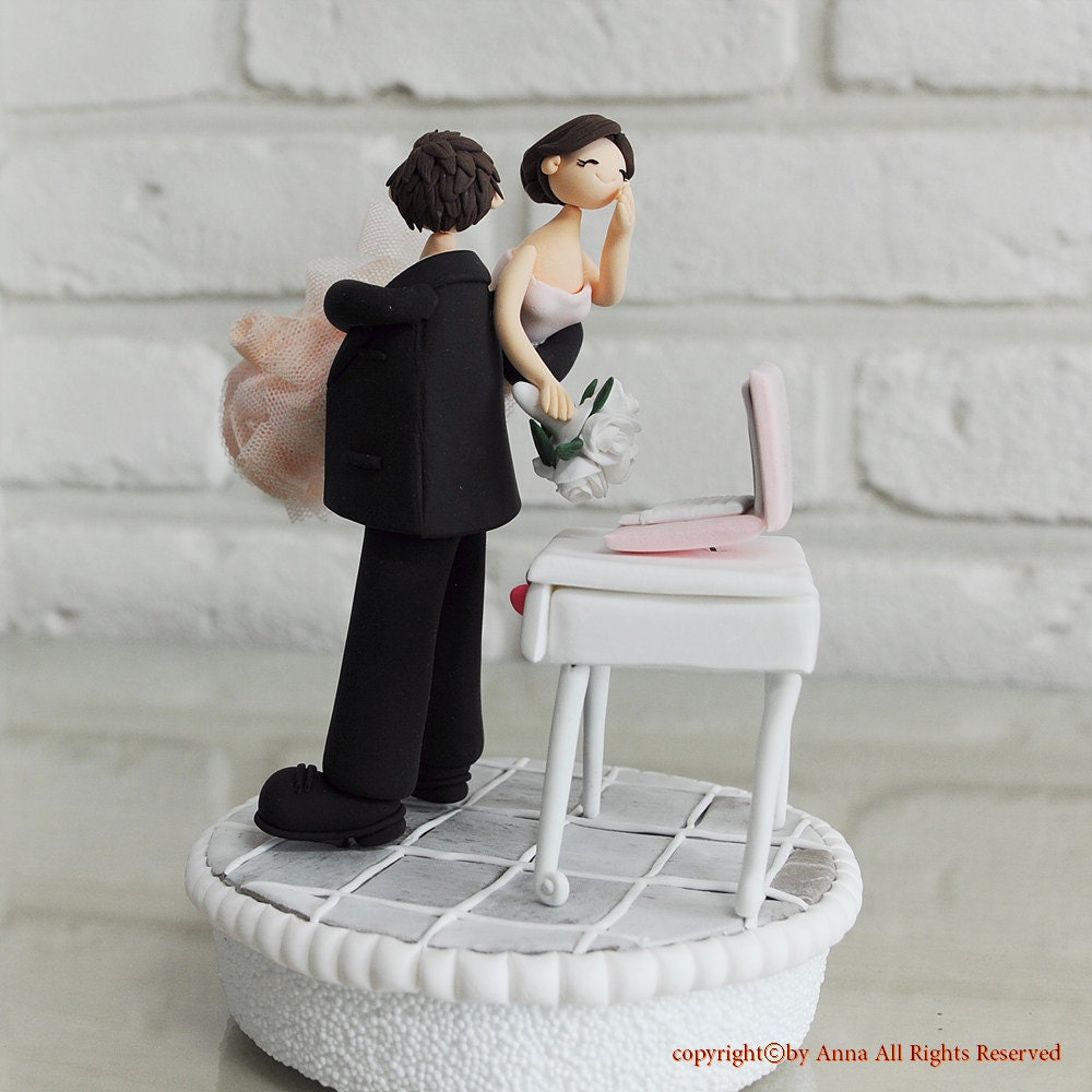 Workaholic couple wedding cake topper Gift Decoration - Stop working on the computer or we are late for ceremony