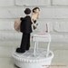 Workaholic couple wedding cake topper Gift Decoration - Stop working on the computer or we are late for ceremony