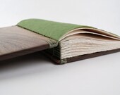 wedding guest book with black walnut wood covers - custom fall wedding  personalized brown green- made to order