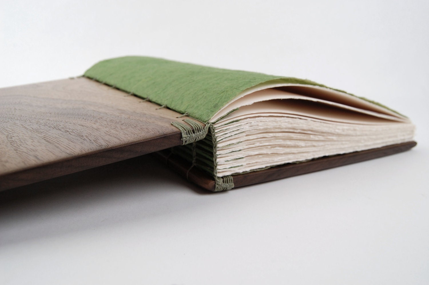 wedding guest book with black walnut wood covers - custom fall wedding  personalized brown green- made to order