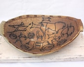 Ceramic Wood-fired Serving Bowl with Hunting Scene