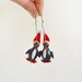 Vintage Wood Christmas Ornament Pair Penguins Red Black White Santa Hat Christmas Tree Decoration Animal Noah's Ark