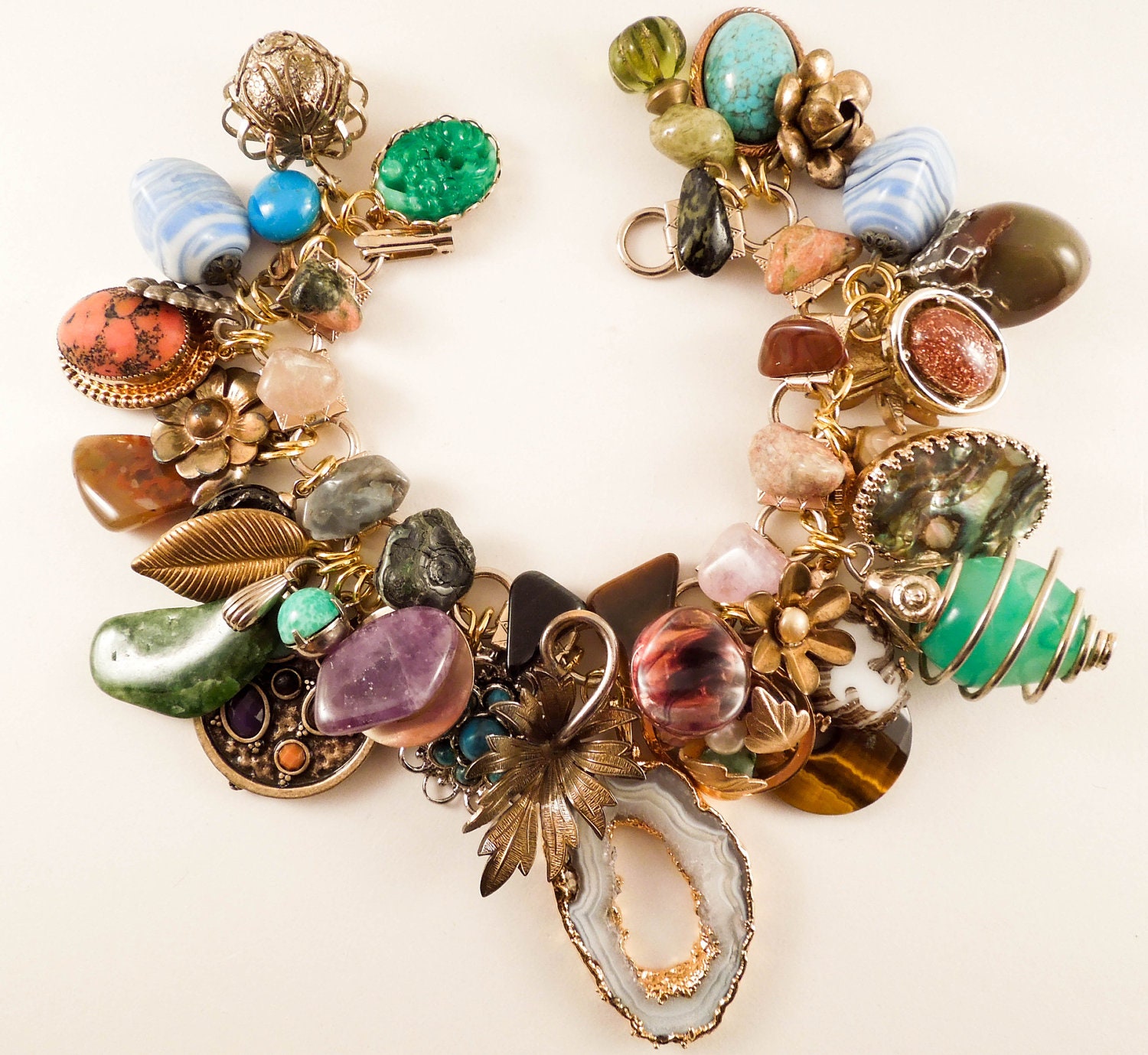 Geology Class Repurposed Vintage Jewelry Charm Bracelet One of a Kind OOAK