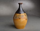 Bottle Vase Ready To Ship Brown Slender Neck Stoneware Bottle Vase by Symmetrical Pottery