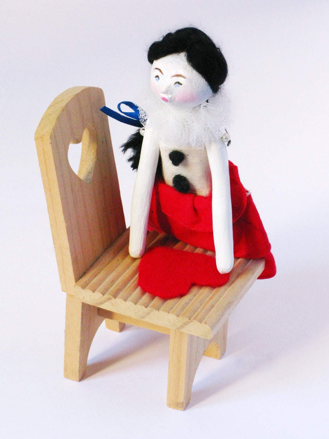 Art Doll - Pierrette the Comedian - Contemporary Handmade Paper Clay Doll - One Of A Kind