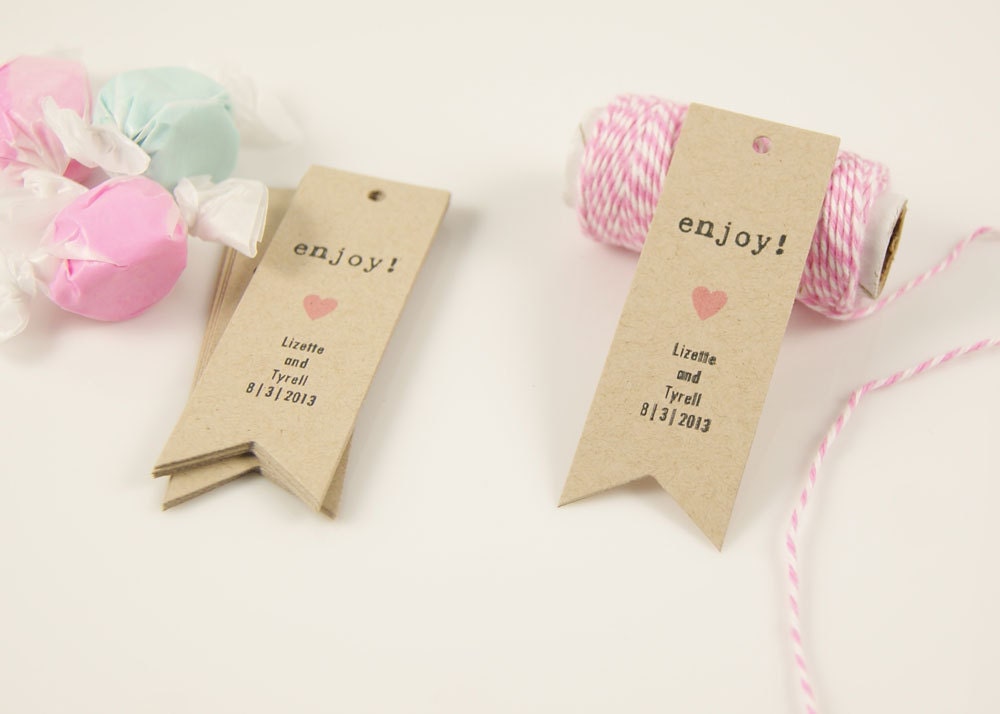 Favor Tag  - Kraft Paper Flag Tag, Pennant Tag - Personalized Favor Tags - Wedding Favor Tags, Bridal Shower Favors, Gift Tag
