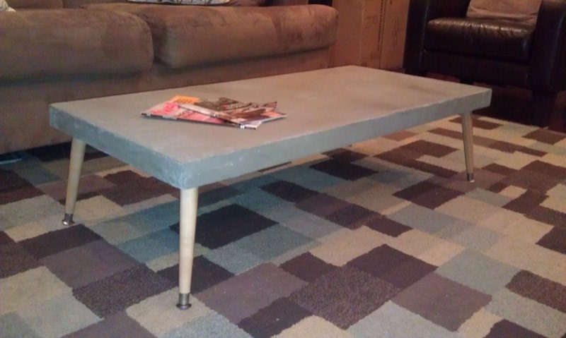 Concrete surfaced coffee table
