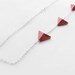 Coral arrow necklace, tribal triangle necklace, silver geometric jewelry, long coral necklace