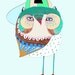 Baby Owl Dude. Limited edition art print by Ashley Percival. Owl Illustration.