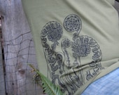 Organic Cotton Fiddlehead Men's OLIVE Screen-printed t-shirt LARGE Ready to ship
