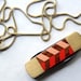 Vintage Pocket Knife Necklace with Hand Painted Chevron Stripe - Red and Peach