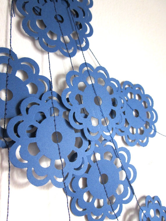 Blue Garland - Custom Color Garland - Wedding Decoration - Monaco Blue Paper Flower Garland
