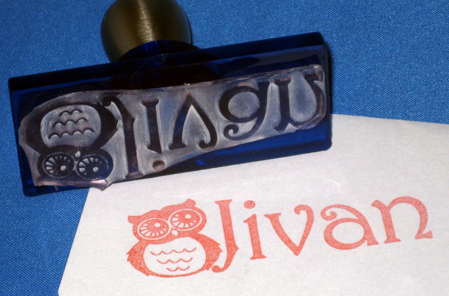 Owl Personalized Name Stamp Childrens Personalized Stationary Cute Bird Childs Name Label Personalized Teacher Gift