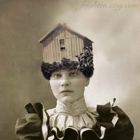 Collage Print, Where Secrets were Kept, Altered Antique Portrait